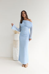 Cool Daze Langarm Strick Maxikleid Blau