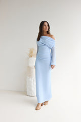 Cool Daze Langarm-Strickmaxikleid Blau