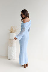 Cool Daze Langarm Strick Maxikleid Blau