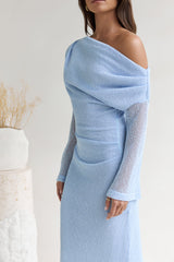 Cool Daze Langarm-Strickmaxikleid Blau