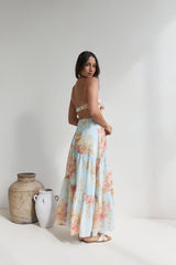 Beyond The Glow Trägerloses Maxikleid mit Print