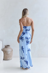 Lovers In Bloom Neckholder Maxikleid Blau