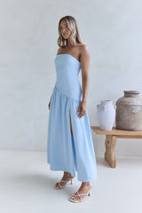 Trägerloses Maxikleid Lunaly Blau
