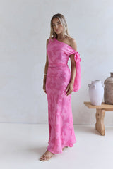 In My Heart Off-Shoulder Maxikleid Rosa