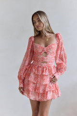 Amber Trails Langarm-Minikleid Rosa