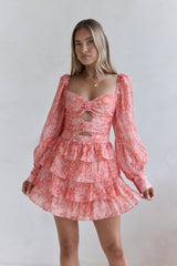 Amber Trails Langarm-Minikleid Rosa