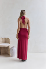 Kiss Journeys Neckholder-Maxikleid Burgund
