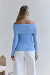 Dreamwave Off-Shoulder-Strick-Top Blau