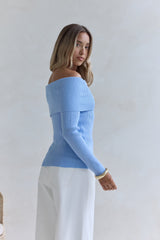 Dreamwave Off-Shoulder-Strick-Top Blau