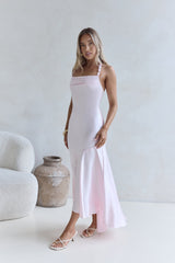 Lucky In Life Satin Neckholder Maxikleid Pink