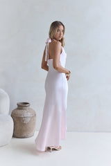 Lucky In Life Satin Neckholder Maxikleid Pink