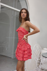 Trägerloses Minikleid „Hold Me Closer“ Rot