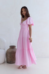 Schmetterlingsflügel Maxikleid Rosa