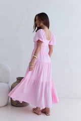 Schmetterlingsflügel Maxikleid Rosa