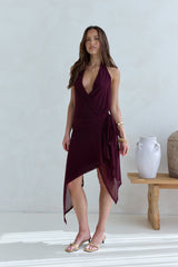 Starry Dreams Neckholder-Minikleid aus Mesh Burgunderrot