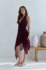 Starry Dreams Neckholder-Minikleid aus Mesh Burgunderrot