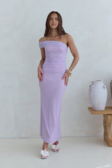 Dahlia One-Shoulder-Maxikleid aus Mesh, Flieder