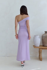 Dahlia One-Shoulder-Maxikleid aus Mesh, Flieder