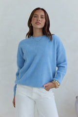 Winterflucht Strickpullover Blau