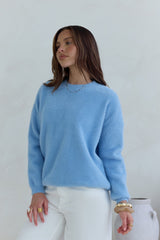 Winterflucht Strickpullover Blau