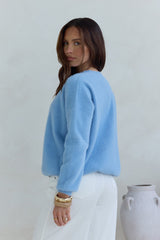 Winterflucht Strickpullover Blau