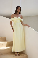 Hidden Treasures schulterfreies Maxikleid Gelb