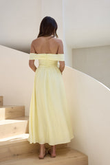 Hidden Treasures schulterfreies Maxikleid Gelb