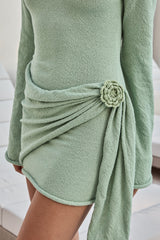 City Of Luxe Langarm-Minikleid Salbei