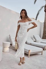 Tropisches Gezeiten Maxikleid Weiß