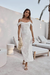 Tropisches Gezeiten Maxikleid Weiß