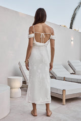 Tropisches Gezeiten Maxikleid Weiß