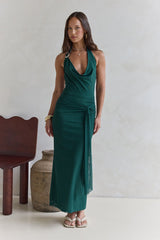 Maxikleid mit Stufen in Petrol