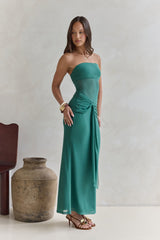 Remember The Days Trägerloses Mesh-Maxikleid Petrol