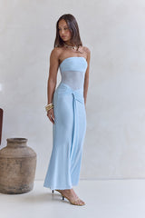 Remember The Days Trägerloses Mesh-Maxikleid Blau