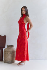 Maxikleid "Catching Blooms" Rot