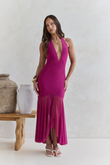 No Reason Mesh Neckholder Maxikleid Pflaume