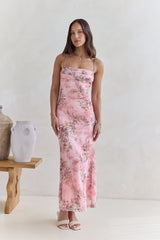 Flickering Flames Mesh Maxikleid Rosa
