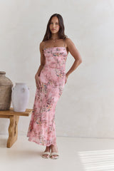 Flickering Flames Mesh Maxikleid Rosa