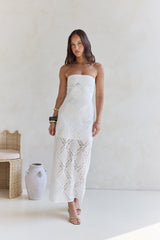 Ocean Air Oasis Trägerloses Maxikleid Weiß