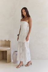 Ocean Air Oasis Trägerloses Maxikleid Weiß