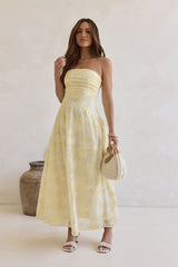Trägerloses Maxikleid „Cloud Kissed Paths“ Gelb