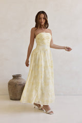 Trägerloses Maxikleid „Cloud Kissed Paths“ Gelb