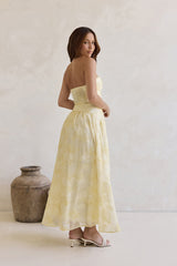 Trägerloses Maxikleid „Cloud Kissed Paths“ Gelb