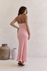 Karmic Blessing Trägerloses Neckholder-Maxikleid Rosa