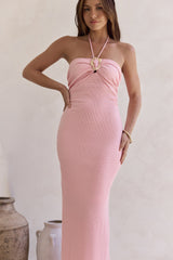Karmic Blessing Trägerloses Neckholder-Maxikleid Rosa