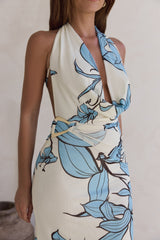 Light The Ocean Halter Maxi Dress Blue