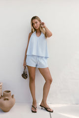 Evelyn Halterneck-Top Blau