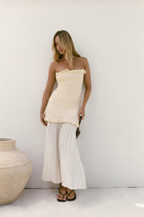 Liebes trägerloses Maxikleid Creme