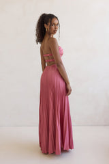 Decades Ago Plissee trägerloses Maxikleid Rose