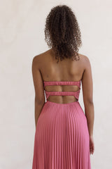 Decades Ago Plissee trägerloses Maxikleid Rose